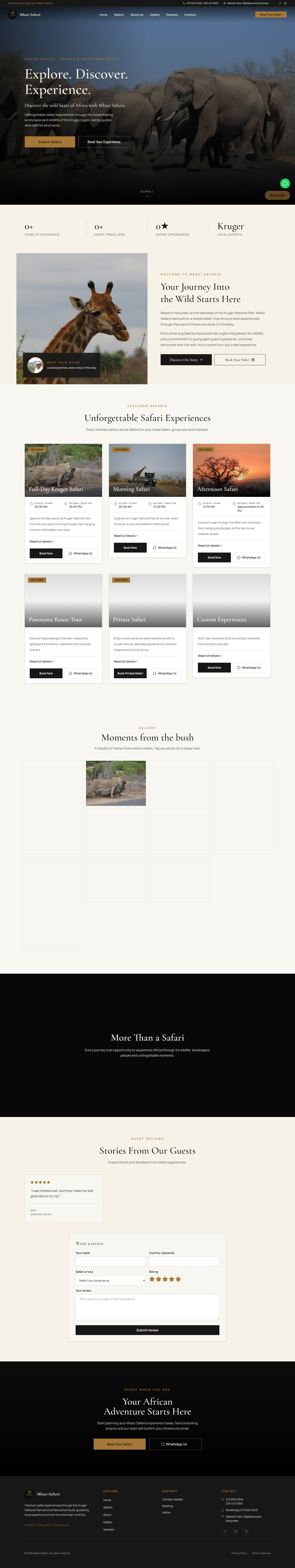 Mbazi Safaris responsive desktop website created by Afro-Intelligent